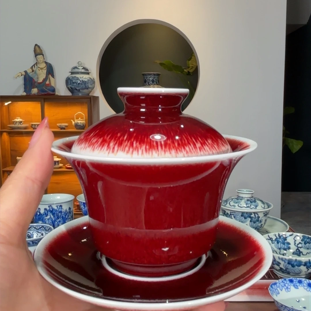 杯【闻轩坊】柴窑 藏品马蹄盖碗