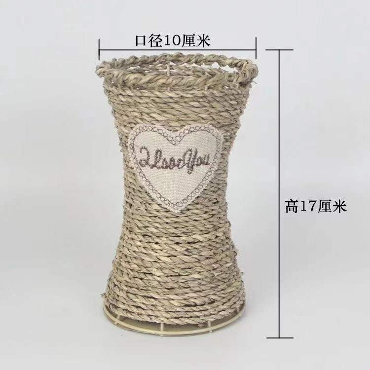 【浪漫七夕】藤编细腰草编手工编织花篮