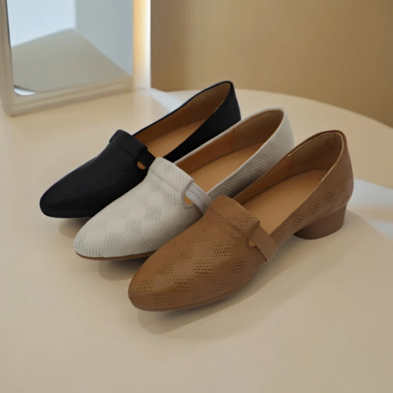 女士真皮羊皮四季休闲气质百搭女鞋单鞋深口包头2024新款通勤女鞋