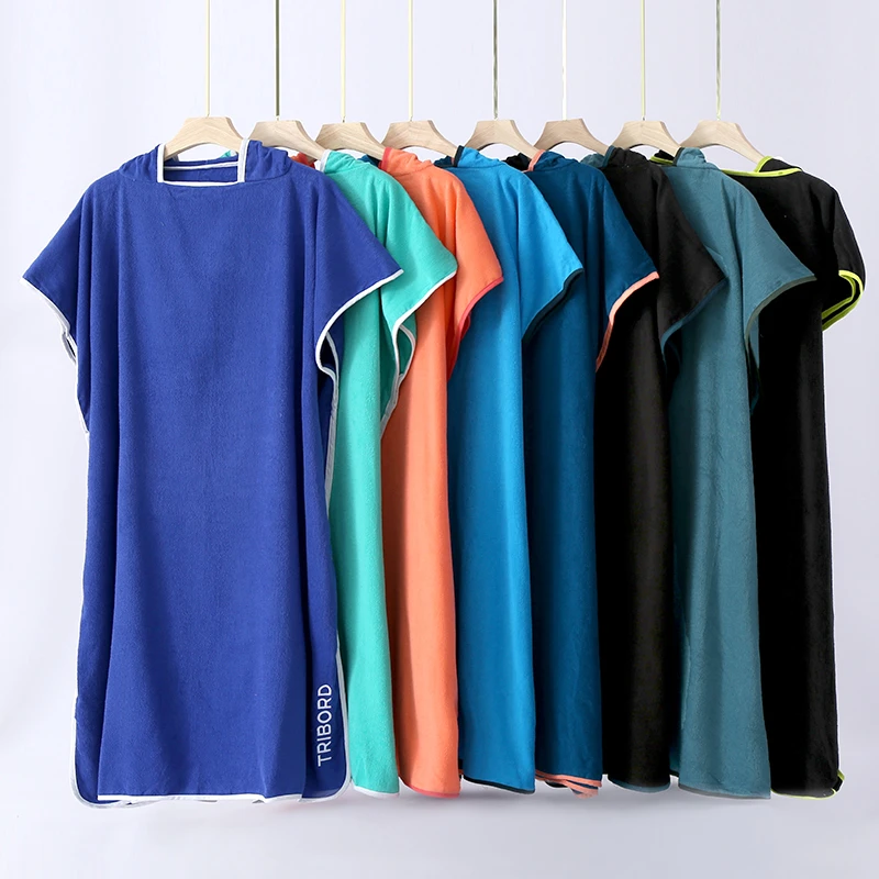 原单换衣斗篷冲浪全棉毛巾毛圈中长款