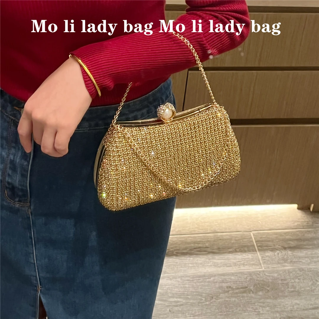 2023新款高级感手提包镶钻水钻晚宴包派对小包包闪亮手包女礼服包