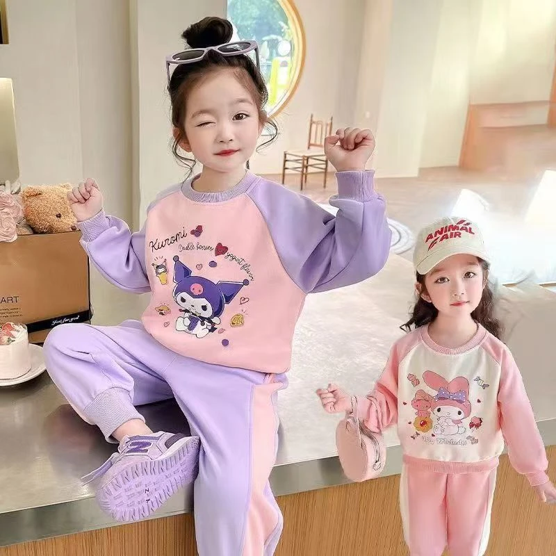 女宝运动卫衣套装2024新款春秋款女孩宝宝洋气库洛米美乐蒂两件套