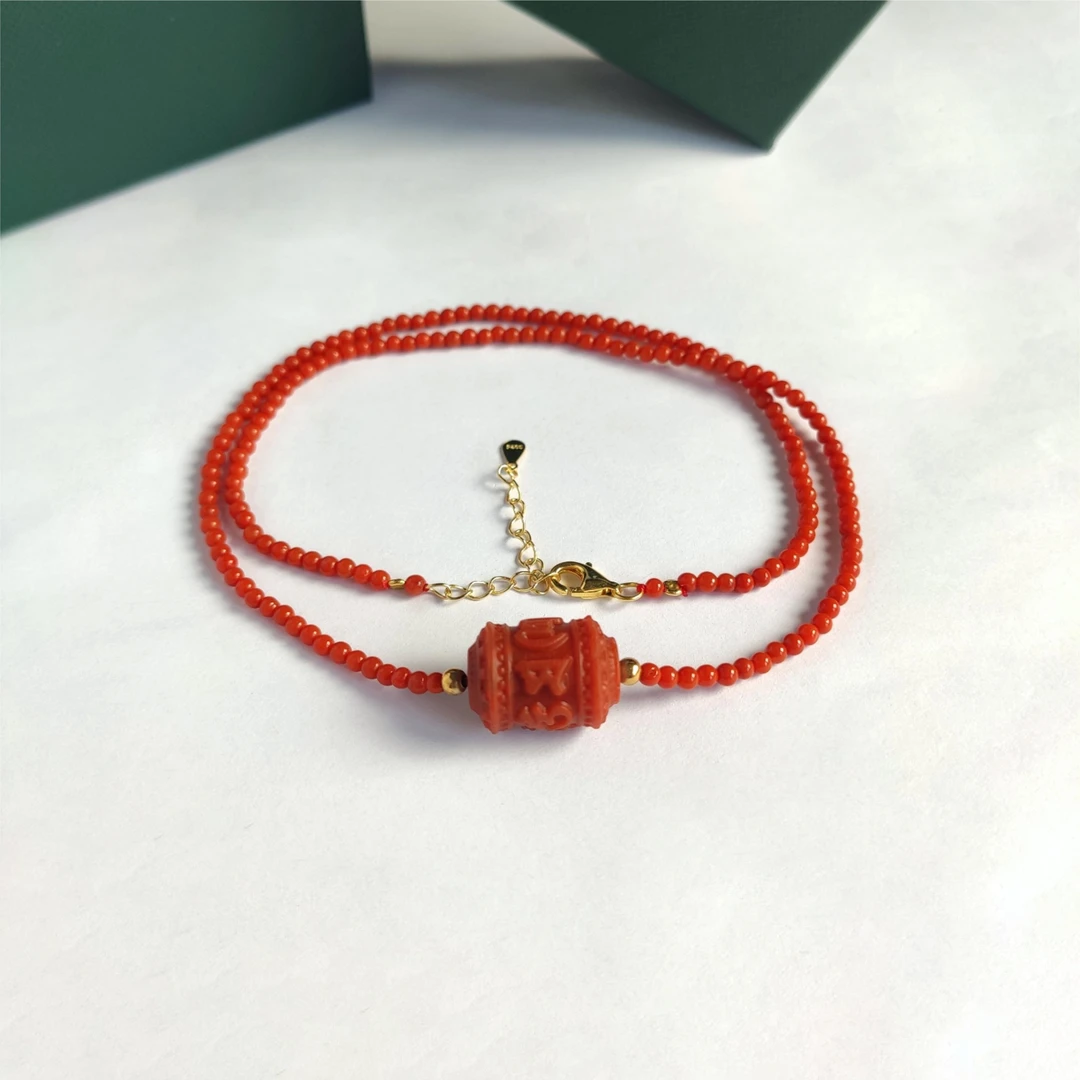 【阁阁精品】正品保真保山南红六字真言锁骨链佩戴收藏路路通产品