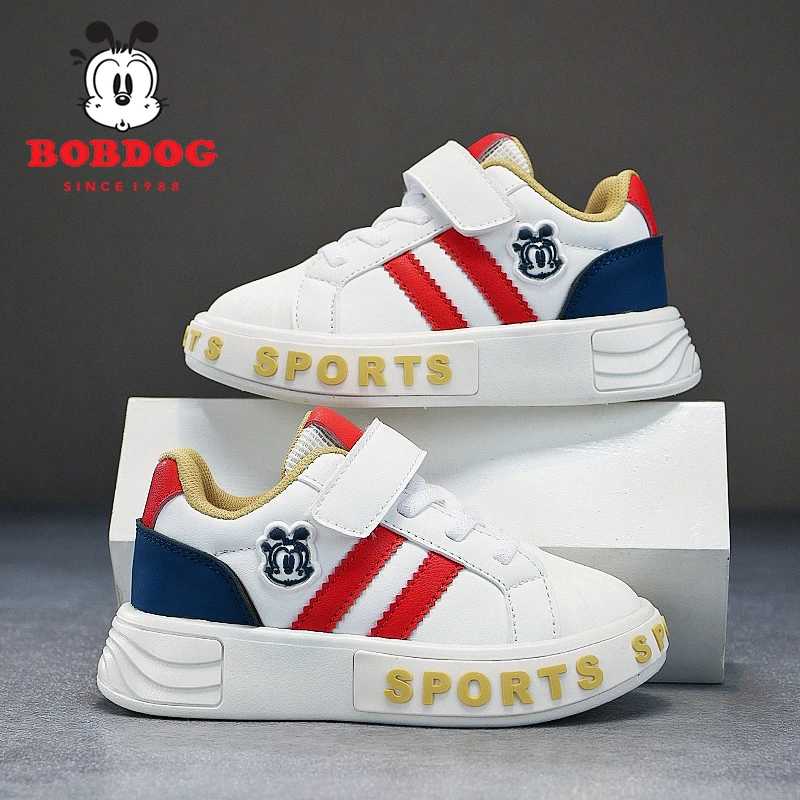 Bobdog/巴布豆2025秋冬新款男女童皮面防滑防水休闲中大童保暖鞋