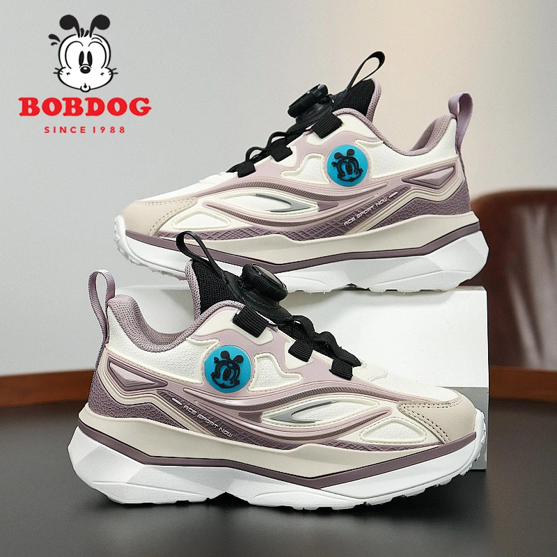 Bobdog/巴布豆2025秋冬保暖男女童鞋皮面减震防滑中大童运动鞋