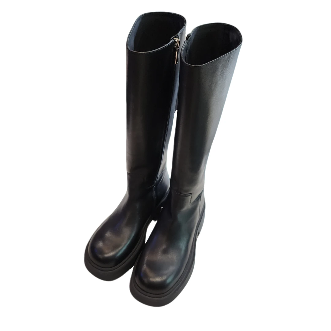 时尚厚底黑色长筒靴9051-8