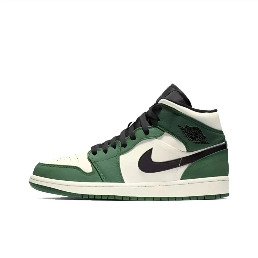 NIKE/耐克 AJ1mid白绿男款Air Jordan 1中邦复古休闲鞋852542301