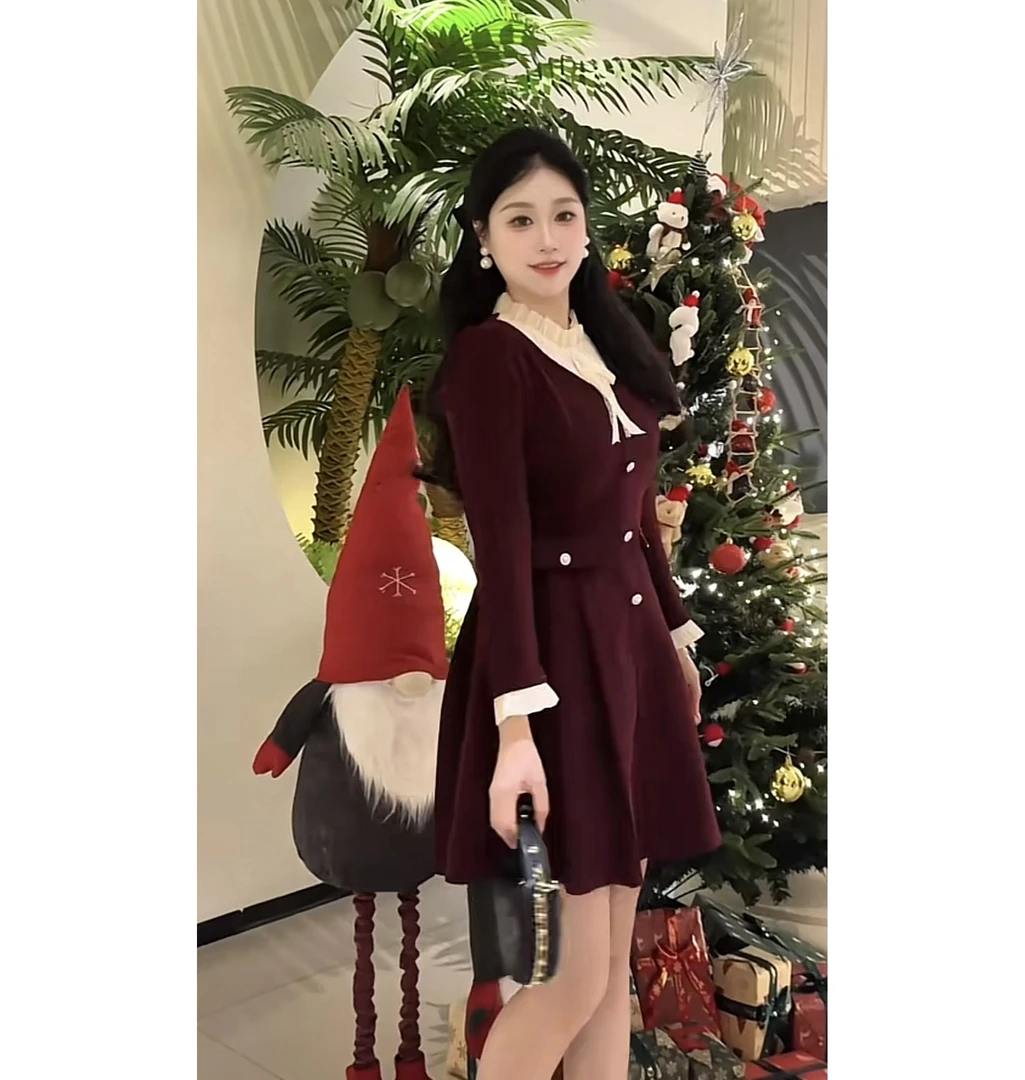 【樱花织语】法式茶歇赫本风气质复古气质设计感显瘦小个子连衣裙