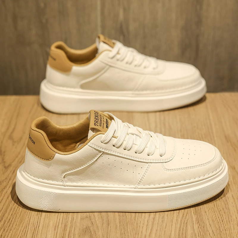 小白鞋男款2024新款透气男鞋百搭男士板鞋厚底休闲鞋子潮鞋MD6882