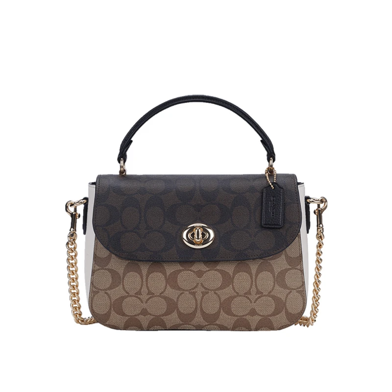 【618钜惠】COACH/蔻驰 女士经典字母印花单肩手提包邮差包