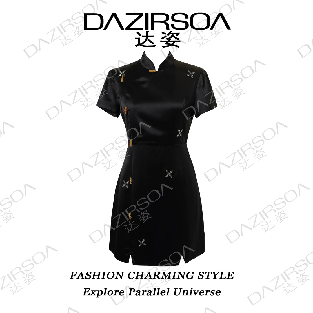 DAZIRSOA/达姿设计师款新中式十字花旗袍 L108