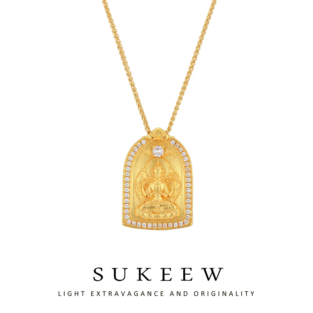 SUKEEW/酥可 镀k金 新中式轻奢本命年菩萨吊坠项链663208