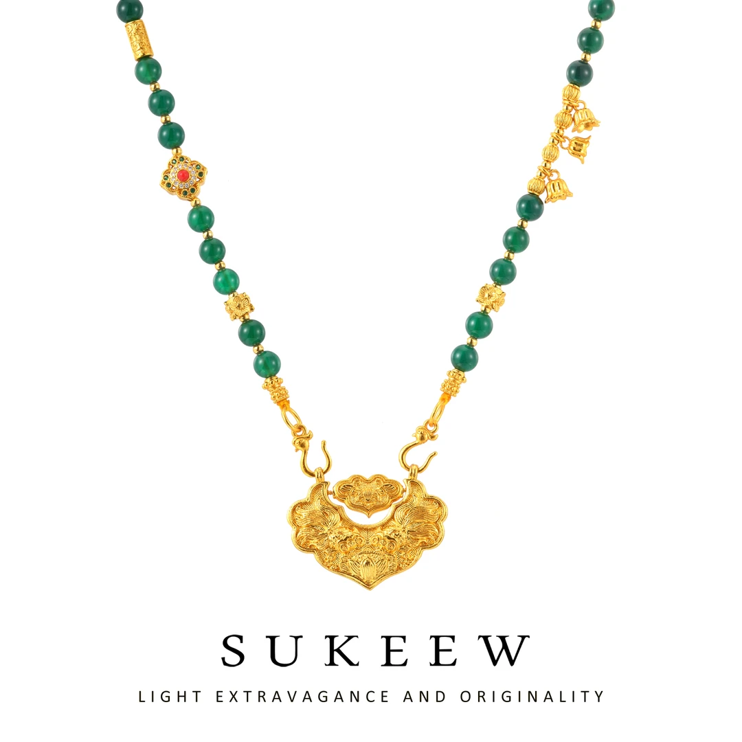 SUKEEW/酥可 镀k金 新中式优雅铃兰花精致毛衣项链319103