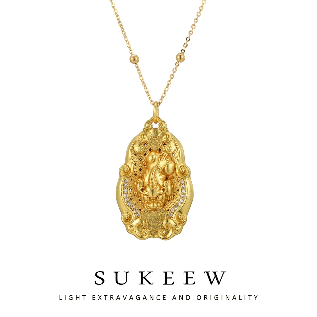 SUKEEW/酥可 铜合金项链 轻奢中式貔貅优雅吊坠项链010824