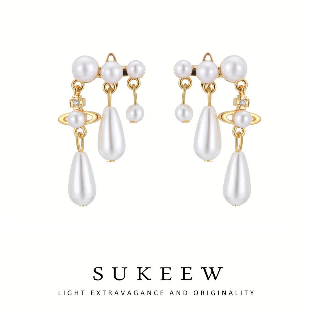 SUKEEW/酥可 铜合金耳饰 时尚温柔流苏星球珠珠百搭耳环460306