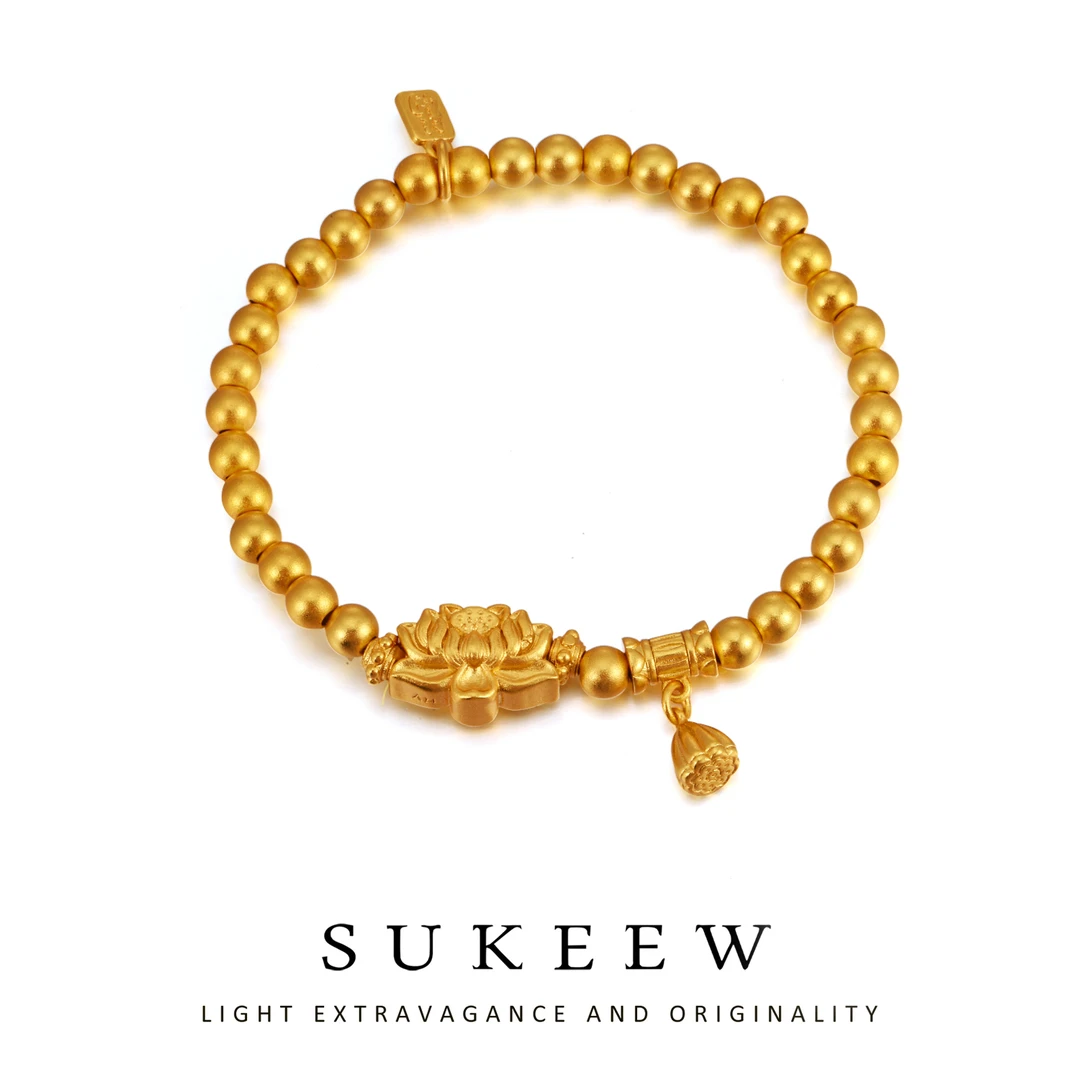 SUKEEW/酥可 铜合金手链 新中式轻奢莲花优雅手链539005