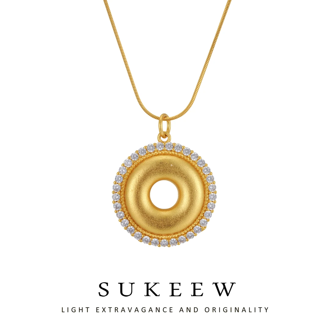 SUKEEW/酥可 铜合金项链 新中式精致素圈镶边气质项链668208
