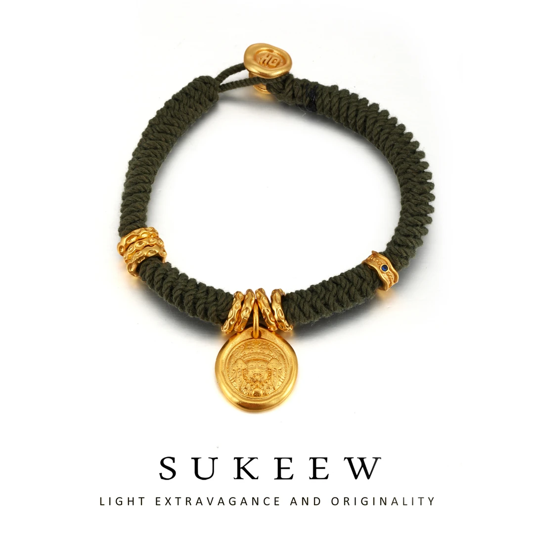 SUKEEW/酥可 铜合金布艺手链 新中式手工编织盘缠财神手链539009