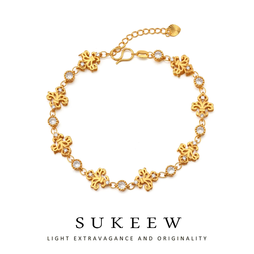 SUKEEW/酥可 铜合金合成锆石手链 气质轻奢鸢尾花百搭手链531003