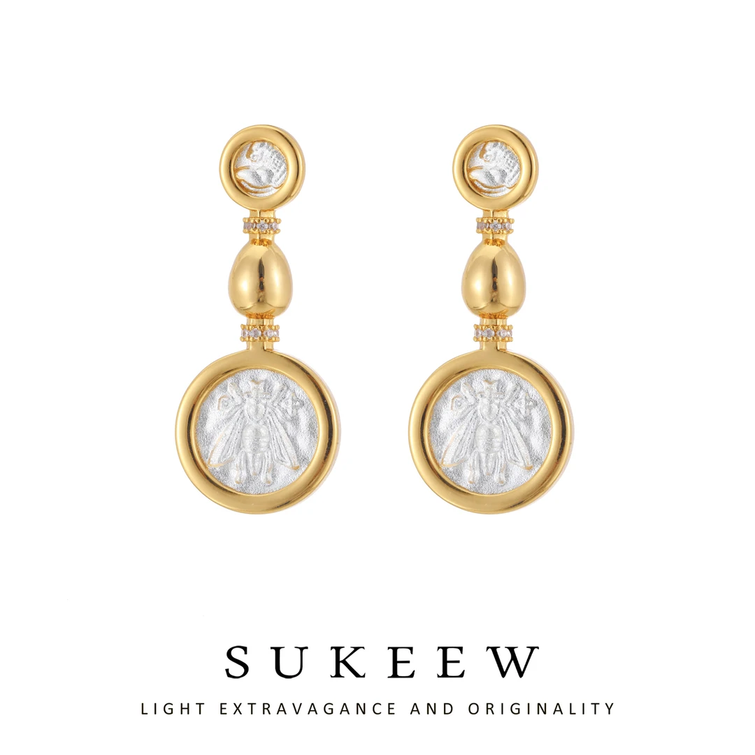 SUKEEW/酥可 铜合金耳饰 小众轻奢撞色蜜蜂气质耳环560135