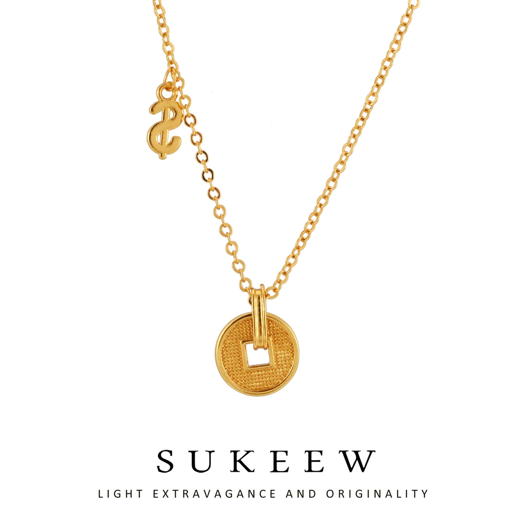 SUKEEW/酥可 铜合金项链 小众精致财源滚滚中式项链538008