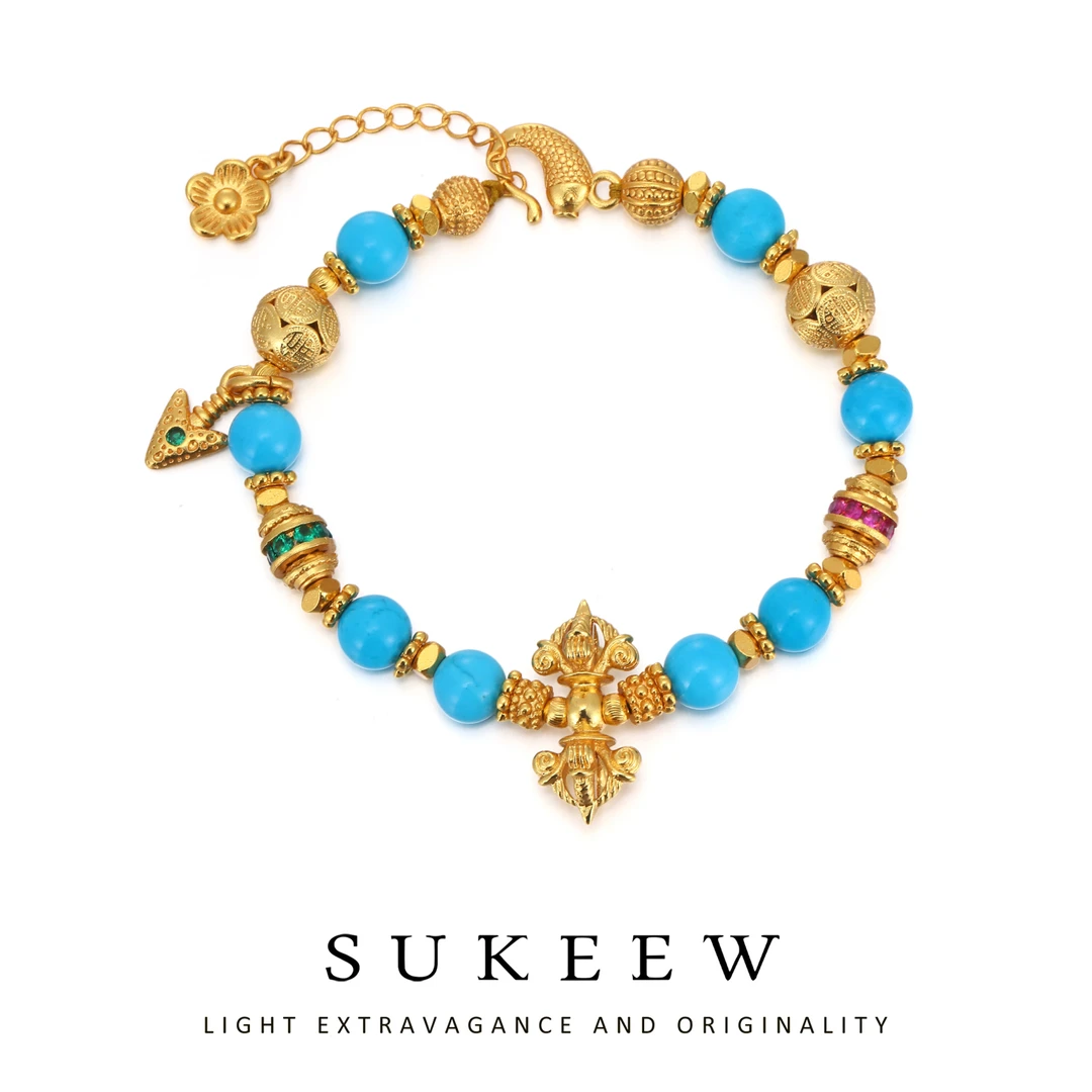SUKEEW/酥可 铜合金手链 新中式金刚珠珠时尚优雅手链668224