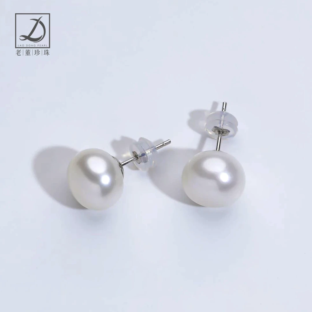 新人拍 新货S925银 8-9mm淡水珍珠 馒头珍珠耳钉