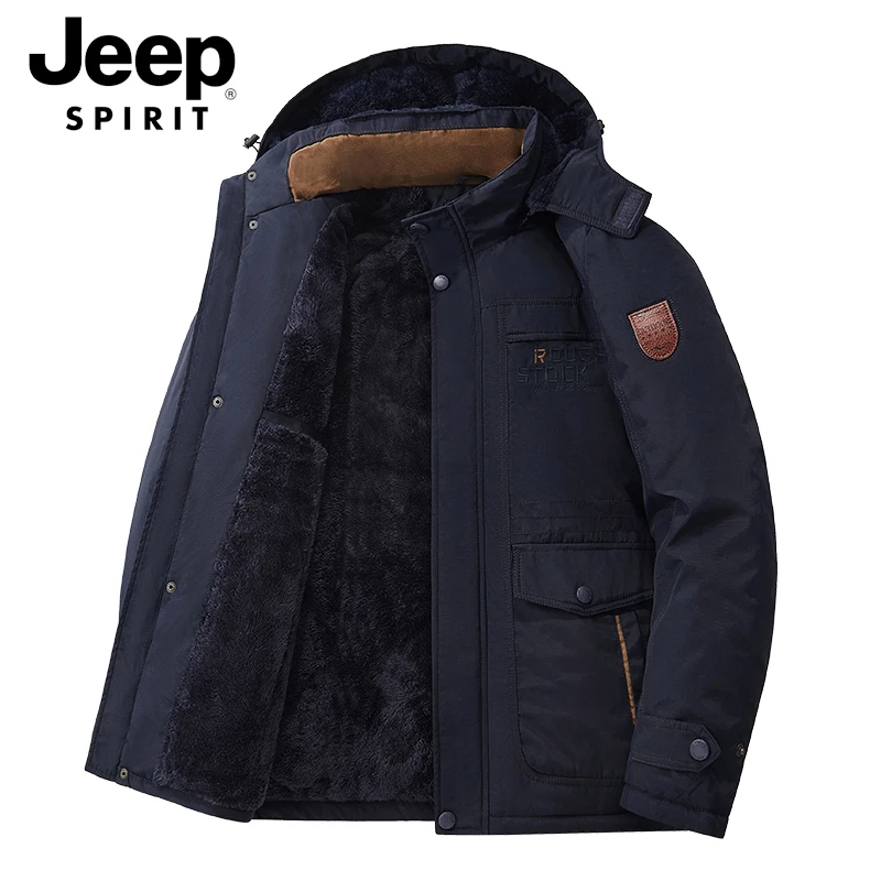 Jeep吉普冬季棉衣加厚加绒保暖男士休闲棉服防风防水外套户外棉袄