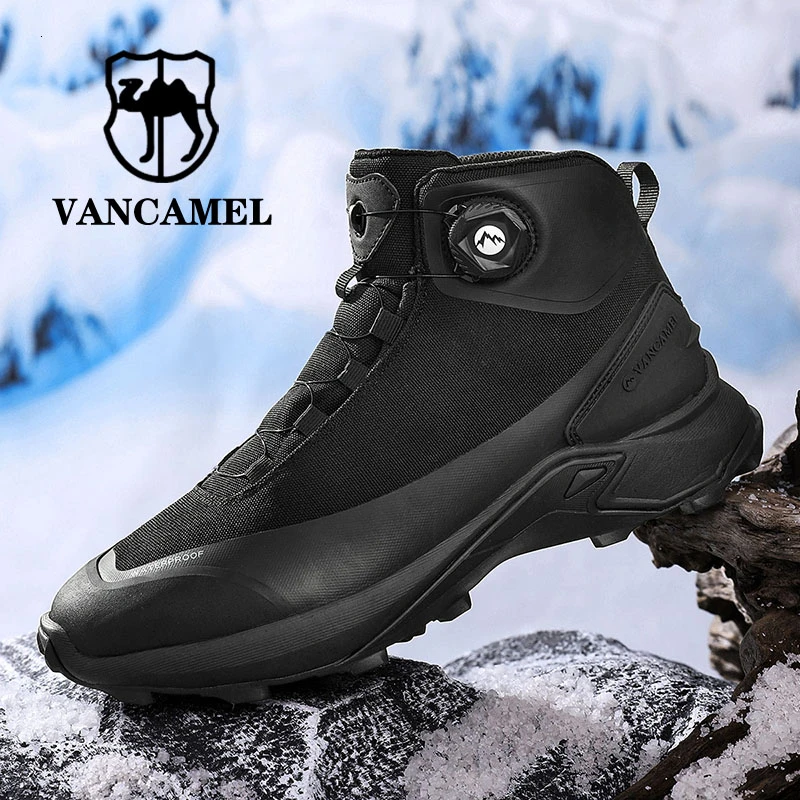 VANCAMEL/西域骆驼2024冬季黑色加厚男士高帮防水户外运动鞋