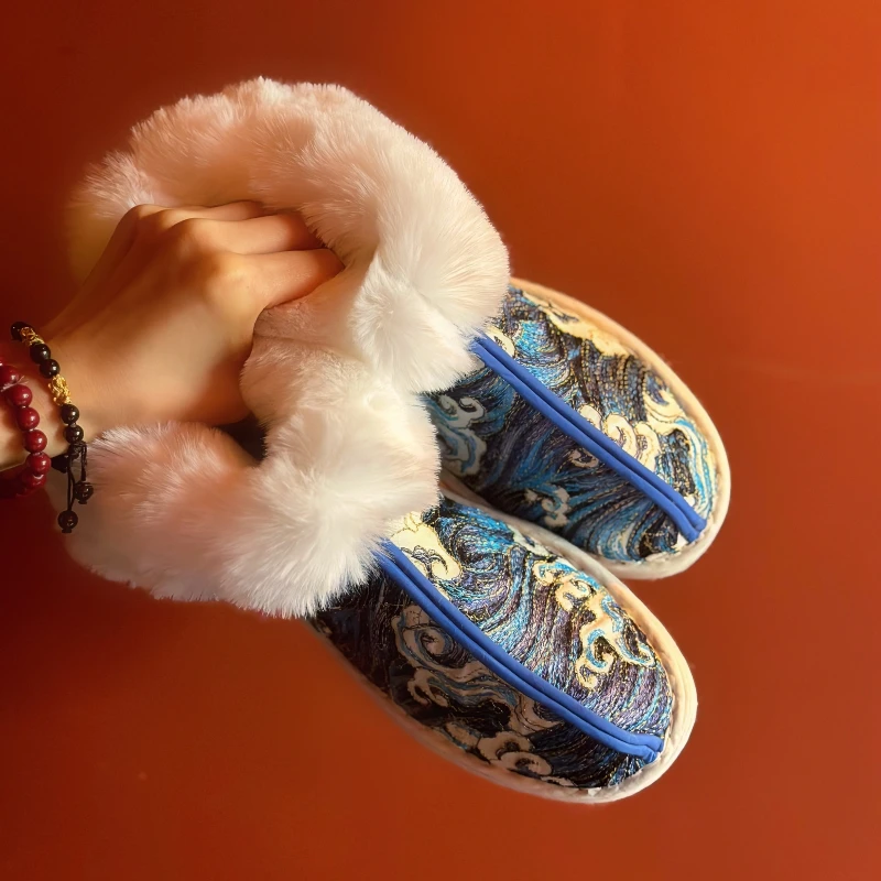 冬季纯手工千层底棉鞋女保暖情侣鞋百搭汉服马面裙鞋子老北京男鞋