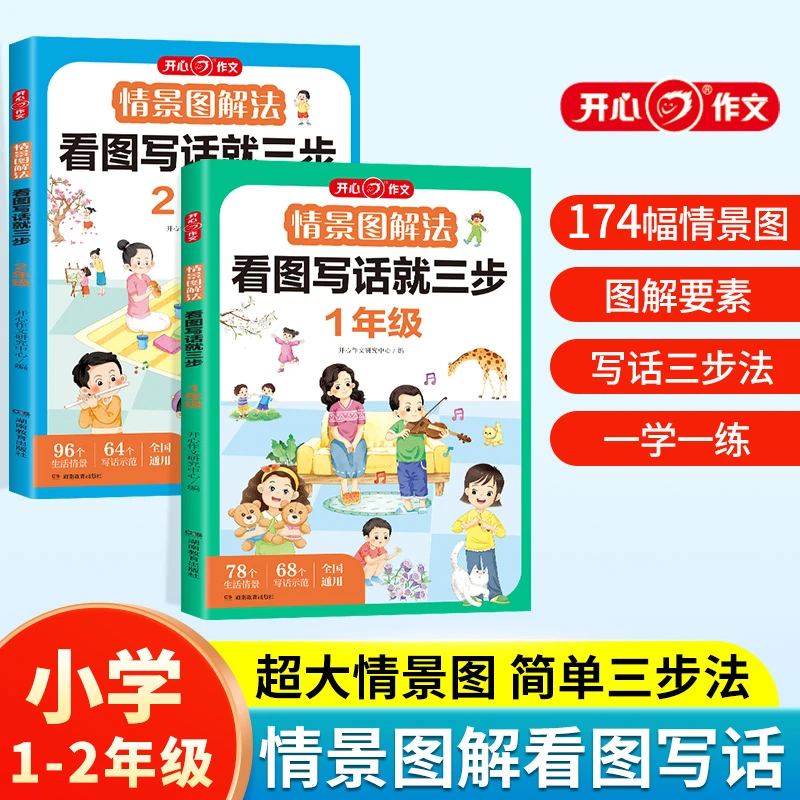 开心【情景图解法看图写话就三步】小学生必考1年级2年级全国通用