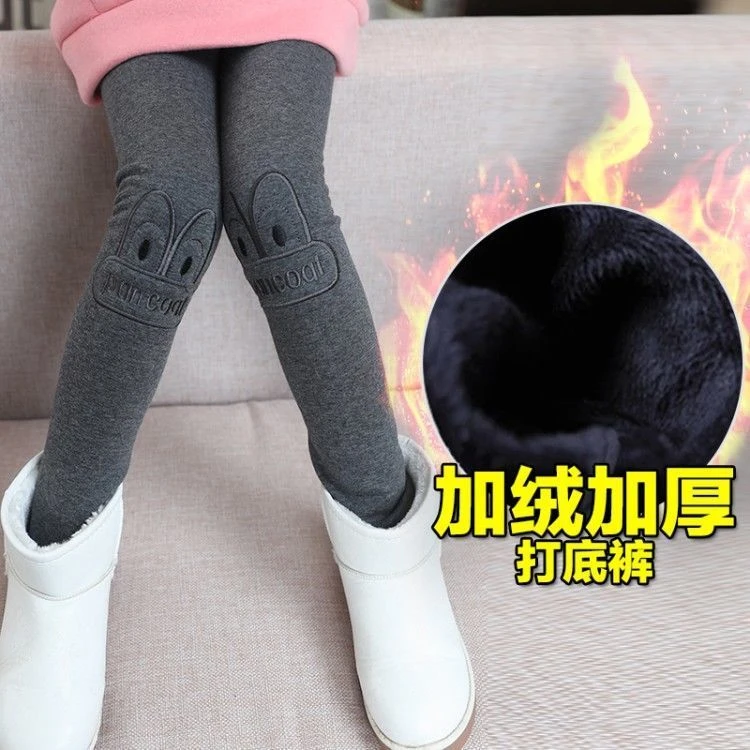 2023秋冬季女童打底裤加绒加厚儿童装保暖外穿中大童长裤子童裤潮