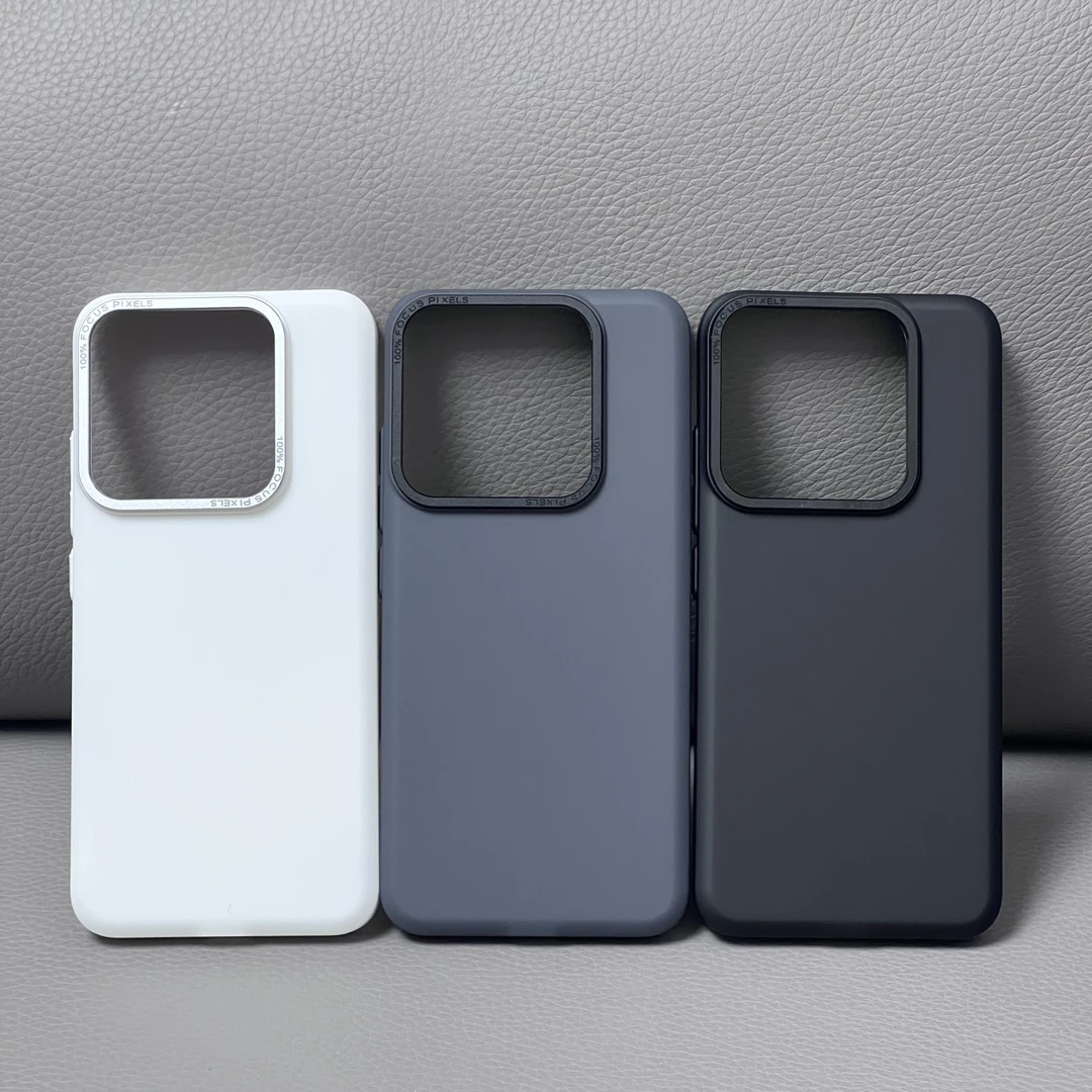 大孔金属镜头适用小米14手机壳肤感纯色磨砂小米13/14pro超薄全包