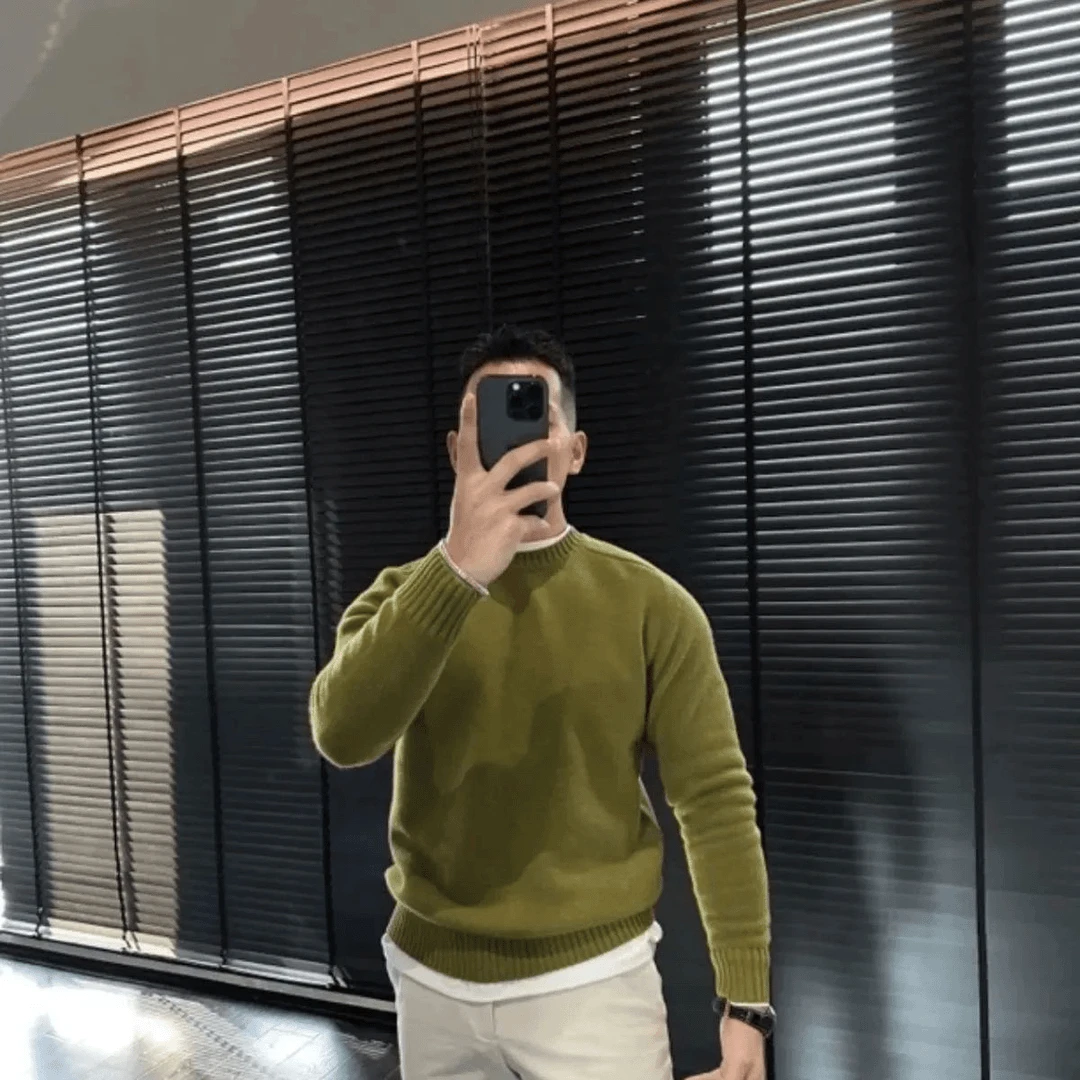 秋冬季新品高级感男士针织衫长袖休闲百搭加厚保暖男装半高领毛衣