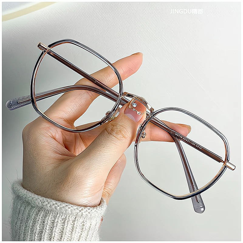 小脸适合的多边形黑框眼镜近视女度数可配高度近视黑框素颜神器潮