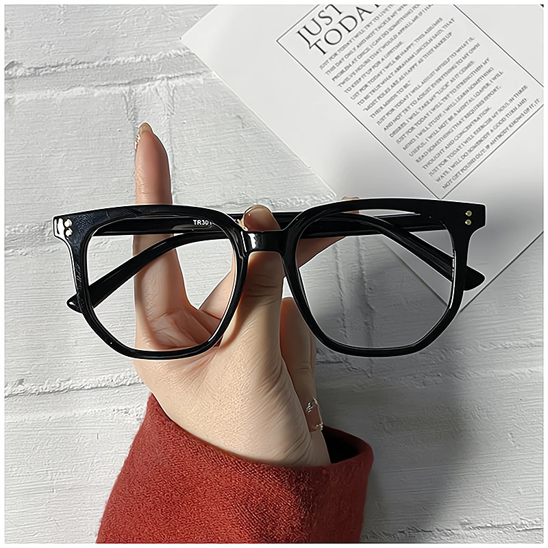 网红INS风大框眼镜女近视度数可配防蓝光素颜黑框板材方圆脸显瘦