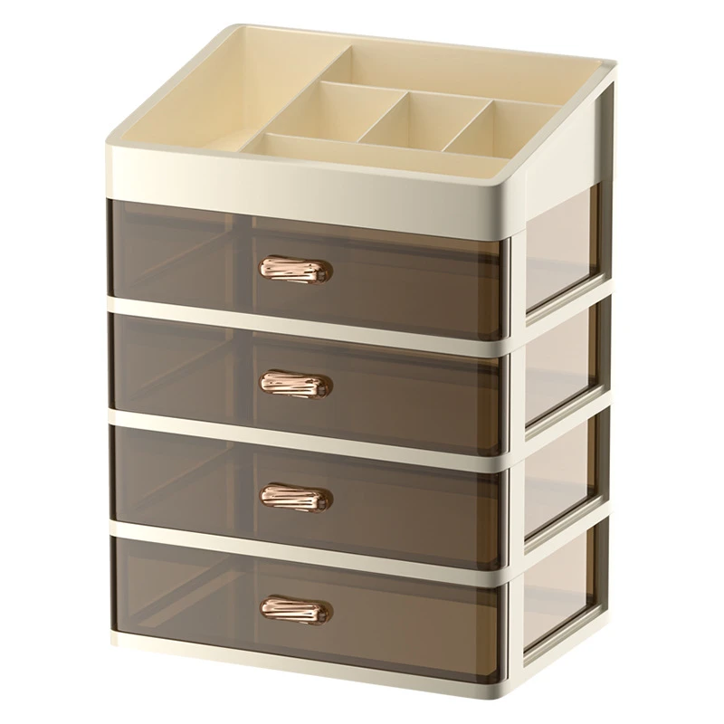 桌面整理收纳盒抽屉式宿舍防尘书桌家用大容量梳妆台化妆品收纳盒