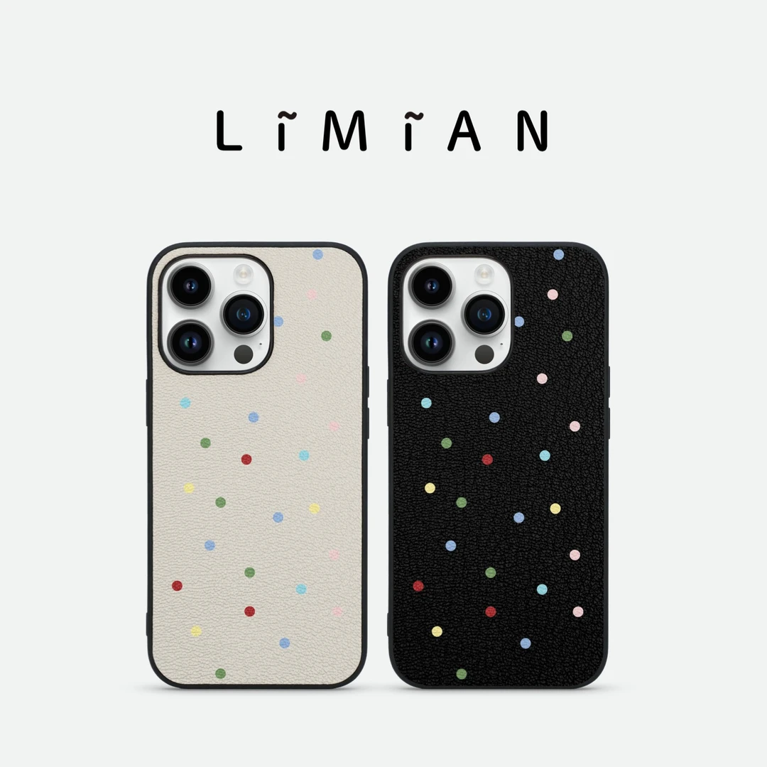 里面LM｜圈圈圆圆系列真皮手机壳适用iPhone16proMax华为法式定制