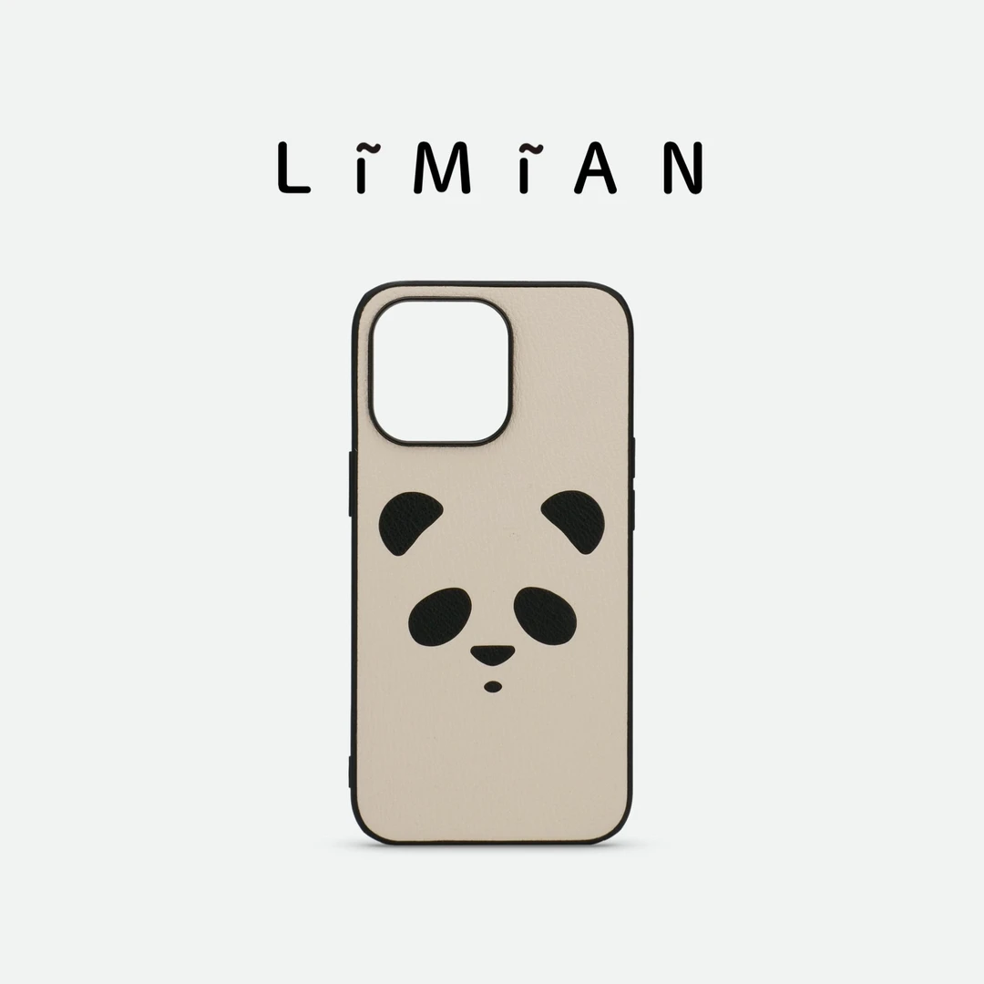 里面LM手工定制全包真皮手机壳ins可爱治愈国宝熊猫花花保护套
