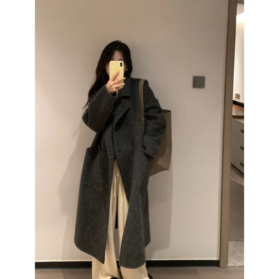 【宠粉款】韩系新款长毛双面绵羊毛大衣女加厚赫本风小个子时尚