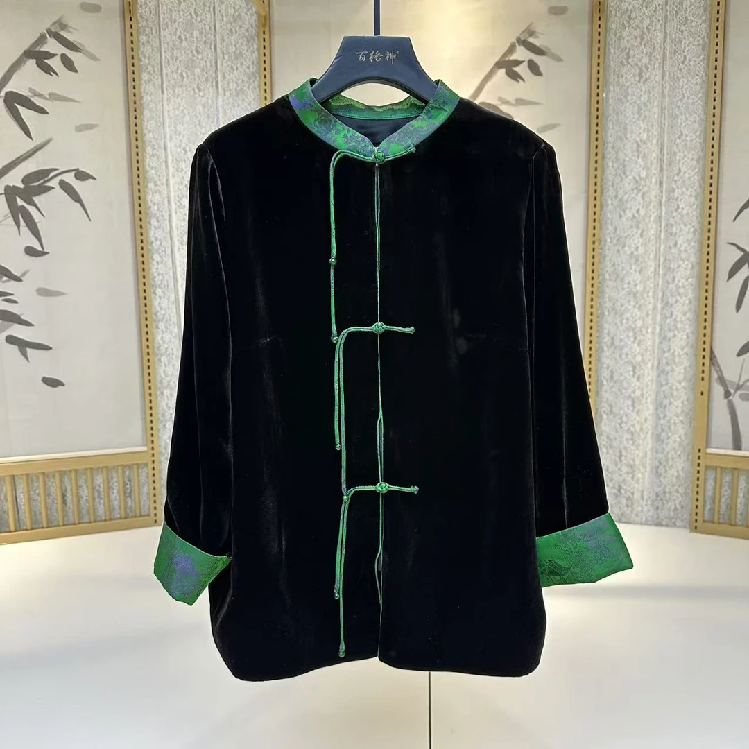 科技面料内里 新中式 丝绒 上衣60022