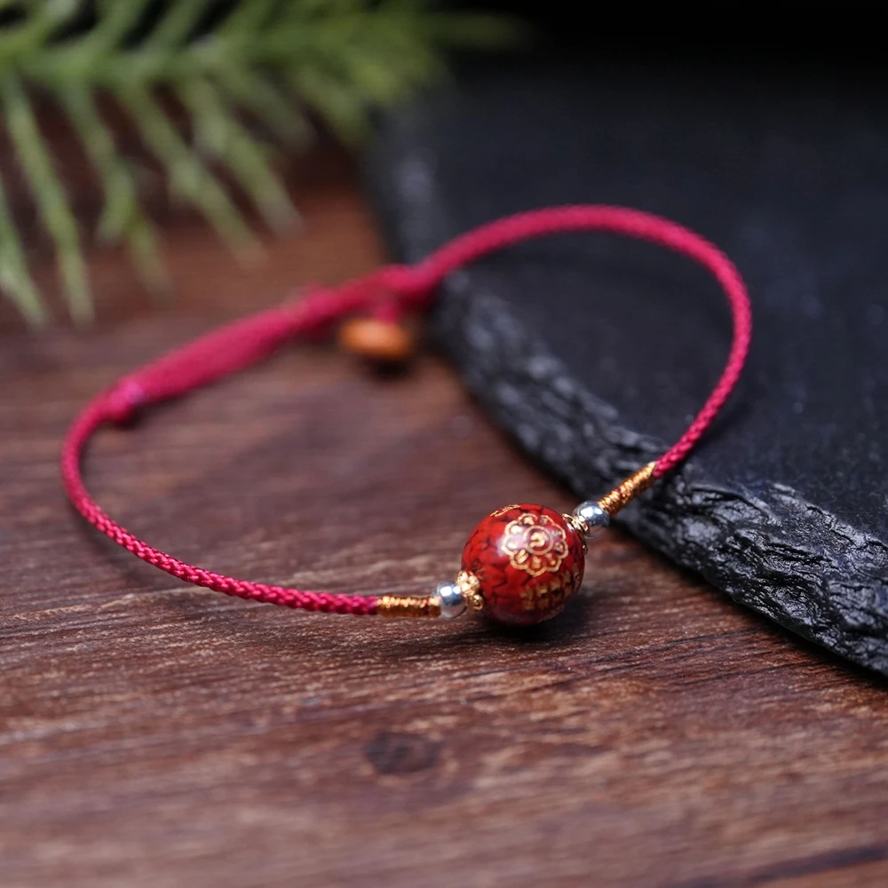 含辰砂工艺品高含量朱砂九华路路通手绳S056