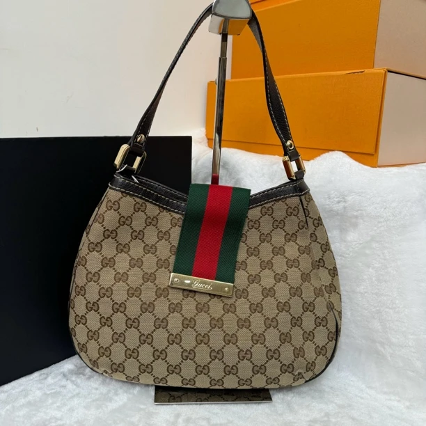 95新 GUCCI/古驰 老花经典时尚女士腋下单肩包—0432/奢侈/斜跨
