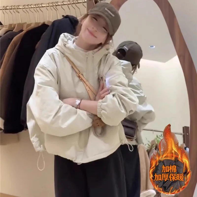 加棉加厚棉衣女短款冬季2025新款韩版宽松高级感小个子冲锋衣外套