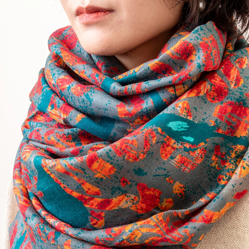 绒缔尔 轻奢高支水溶澳毛围巾披肩 秋冬复古保暖围脖