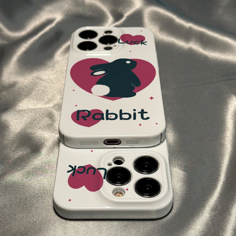 RABBIT适用iPhone13promax苹果14黑色手机壳12亮面菲林手机壳手机