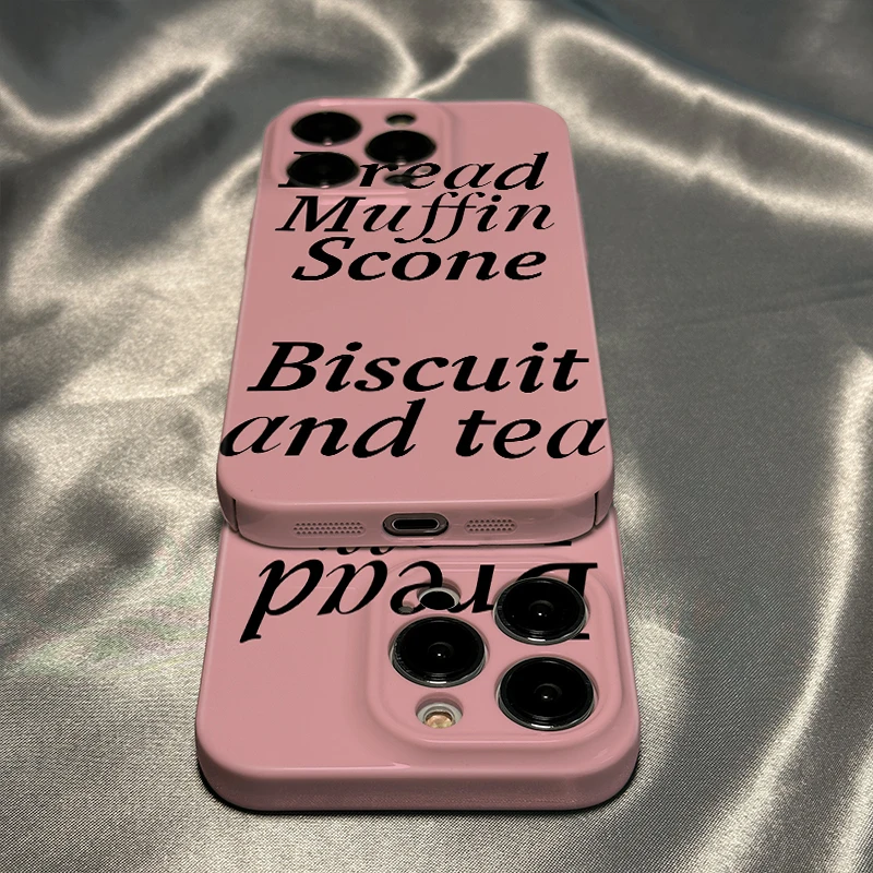 粉底黑字适用iPhone15promax手机壳14苹果13pro套12女11硬xr全包