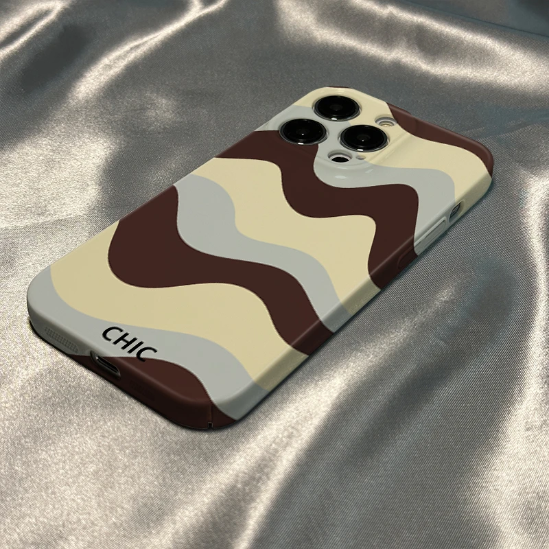 适用苹果/华为/荣耀/小米/oppo/vivo棕蓝波浪新款菲林手机壳全包