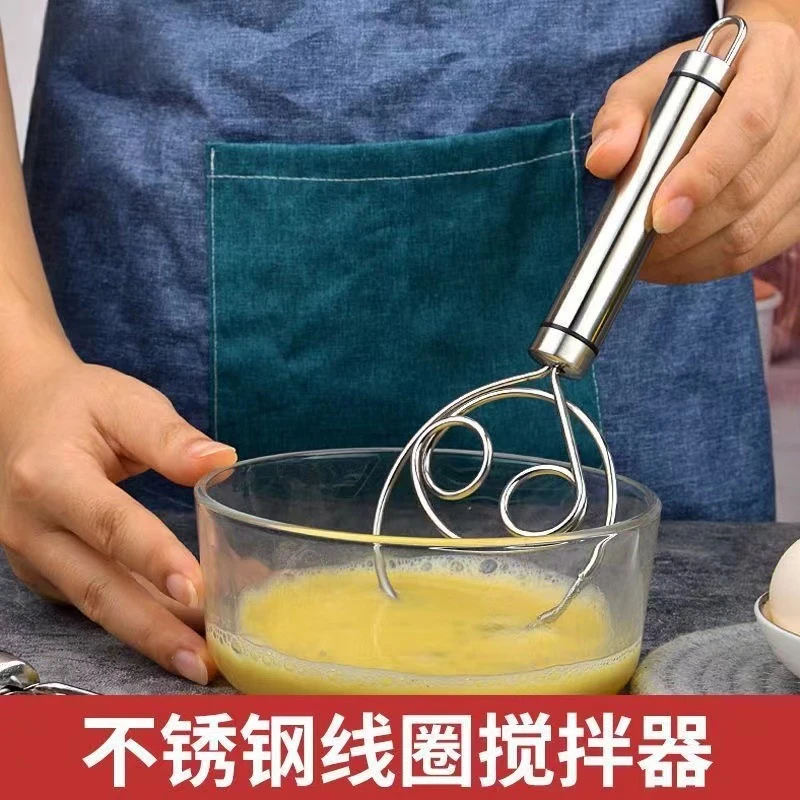 304不锈钢打蛋器和面搅拌工具双线圈面粉搅拌神器家用手动打发器