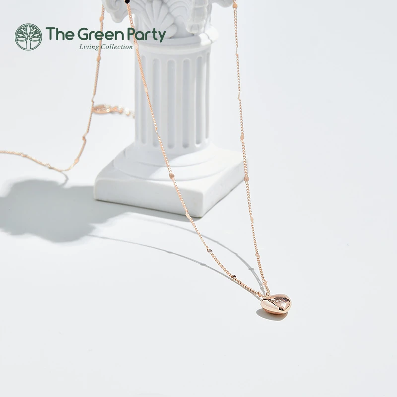 铜合金合成锆石项链 TheGreenParty 镀真金爆款小金豆爱心项链女